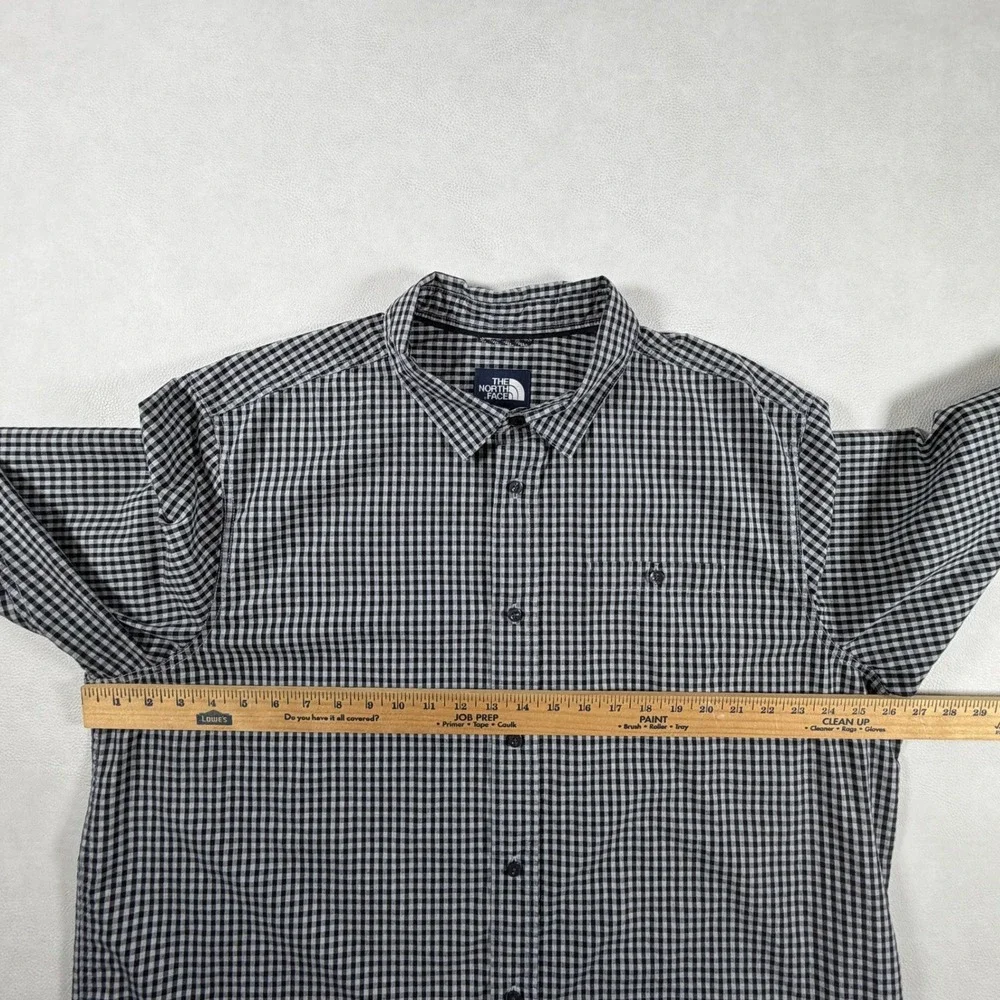 The North Face Mens XXL Gingham Check Long Sleeve Button Down Shirt Black White